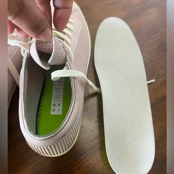 Rothy’s The Lace Up Sneakers Lilac Knit Women 8 Lace Up Casual Shoes Pink Purple - Picture 5 of 7